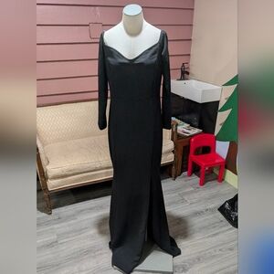 Black Long Sleeve Mermaid Gown with Slit
